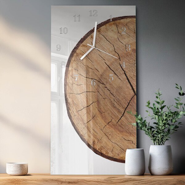 Skleněné hodiny vertikální Dřevěné trámy zsppb-30x60-00082978