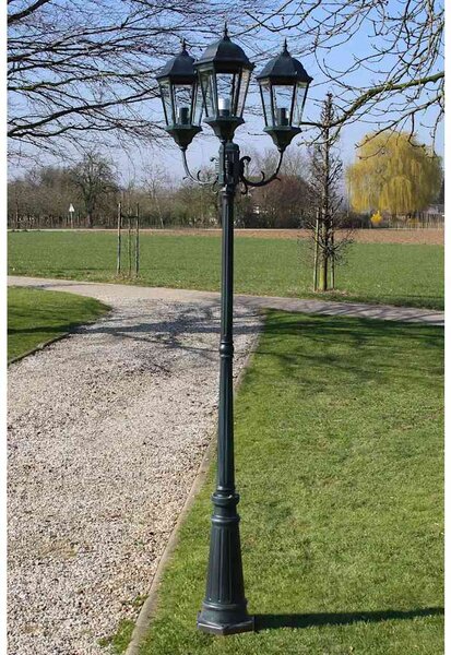 Zahradní lampa Brighton se 3 rameny, 230 cm, tmavě zelená / černá