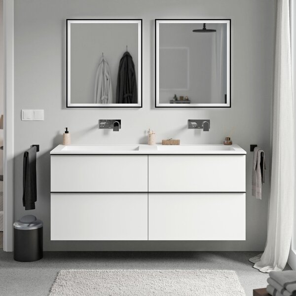 Koupelnová skříňka LAVOA 120 cm s umyvadlem z minerálního odlitku BRUXELLES
