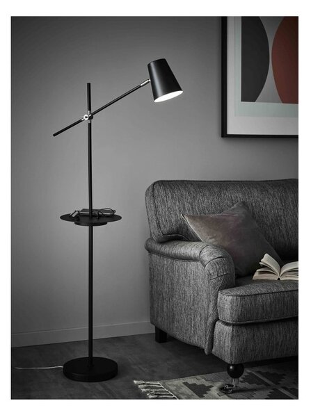 Černá volně stojící lampa s odkládacím prostorem Markslöjd Linear