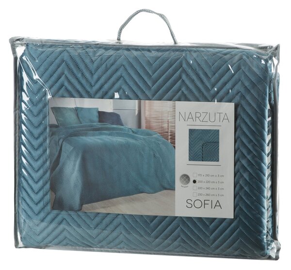 PŘEHOZ NA POSTEL SOFIE 200X220 CM SVĚTLEMODRÝ