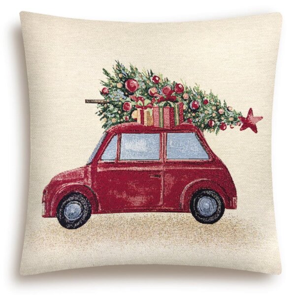 Vánoční povlak na polštář s motivem Vánoční auto 45x45 cm