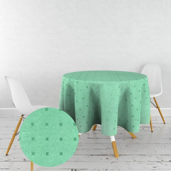 Ervi dekorační ubrus na stůl kulatý - Čtverečky mint zelený