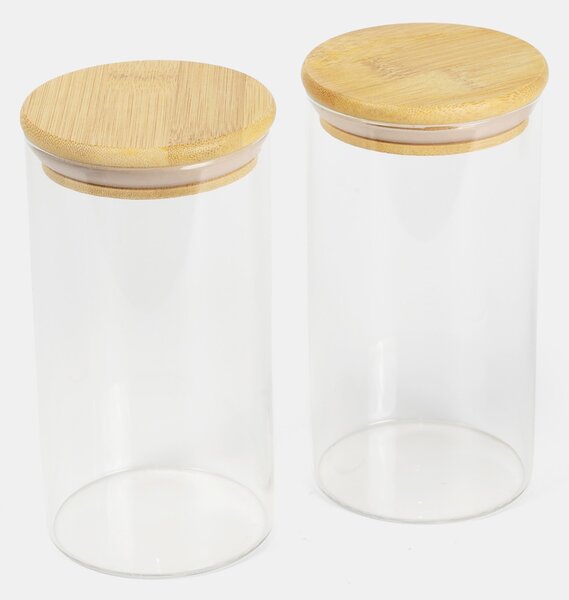 Sinsay - Skleněné nádoby na potraviny s bambusovými víčky 2 pack - clear