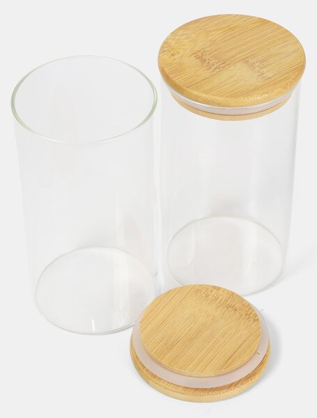 Sinsay - Skleněné nádoby na potraviny s bambusovými víčky 2 pack - clear