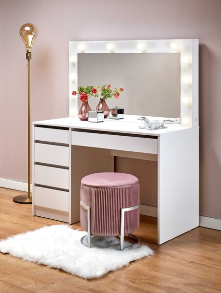 HALMAR Toaletní stolek HOLLYWOOD s LED osvětlením 120 cm bílý