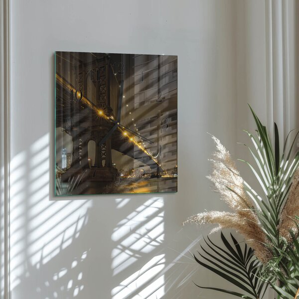Skleněné hodiny na stěnu Noc mostu zskc-30x30-00178326