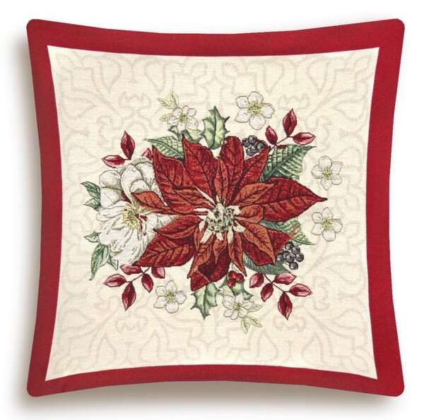 Vánoční povlak na polštář s motivem Poinsettia 45x45 cm