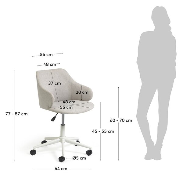 Světle šedá kancelářská židle Kave Home Einara