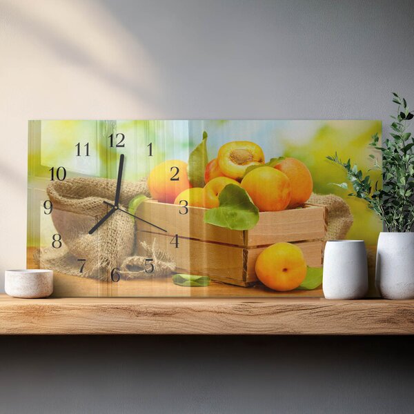 Skleněné hodiny horizontální Meruňky zsppc-60x30-00295318