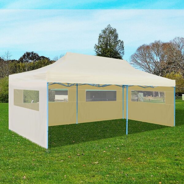 Krémový skládací nůžkový party stan 3 x 6 m