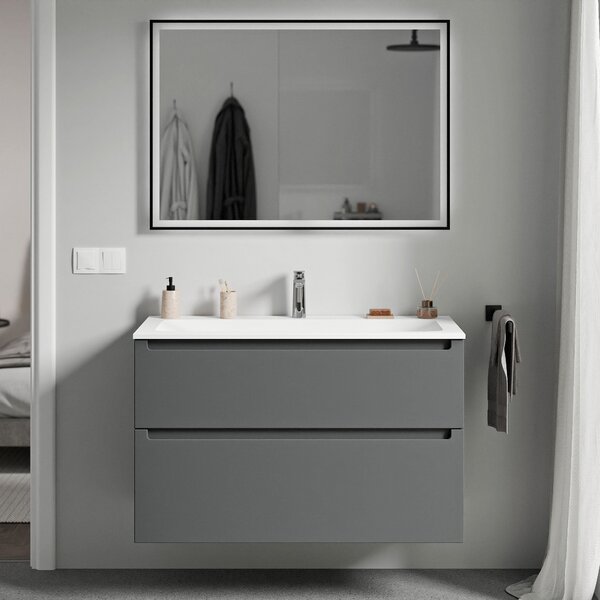 Koupelnová skříňka VIREO 80 cm s umyvadlem z minerálního odlitku CREAM