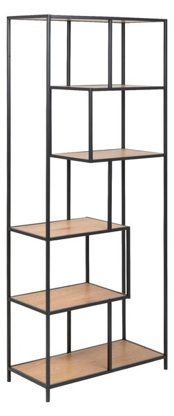 Černá/přírodní knihovna v dekoru dubu 77x185 cm Seaford – Actona