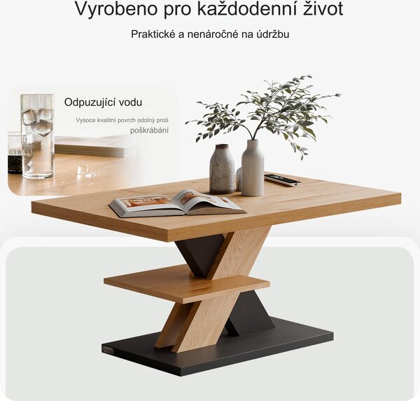 Deuba Konferenční stolek Detroit 90x60x45cm - dřevo/šedý