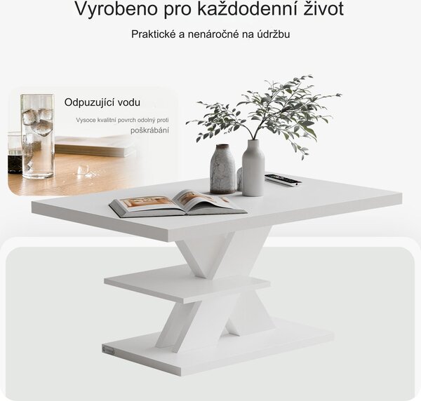 Deuba Konferenční stolek Detroit 90x60x45cm - bílý