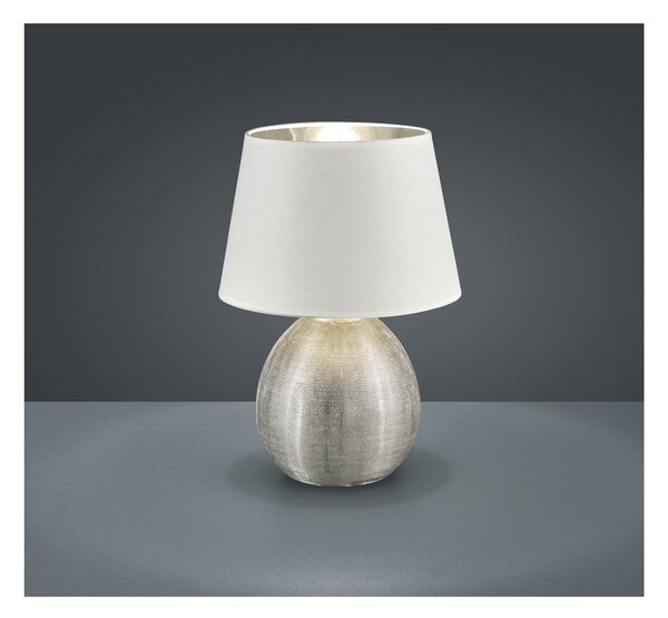 Bílá stolní lampa z keramiky a tkaniny Reality Luxor, výška 35 cm