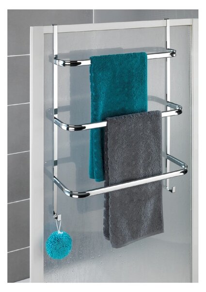 Stříbrný samodržící věšák na ručníky Wenko Towel Holder Chrome, 21 x 54 cm