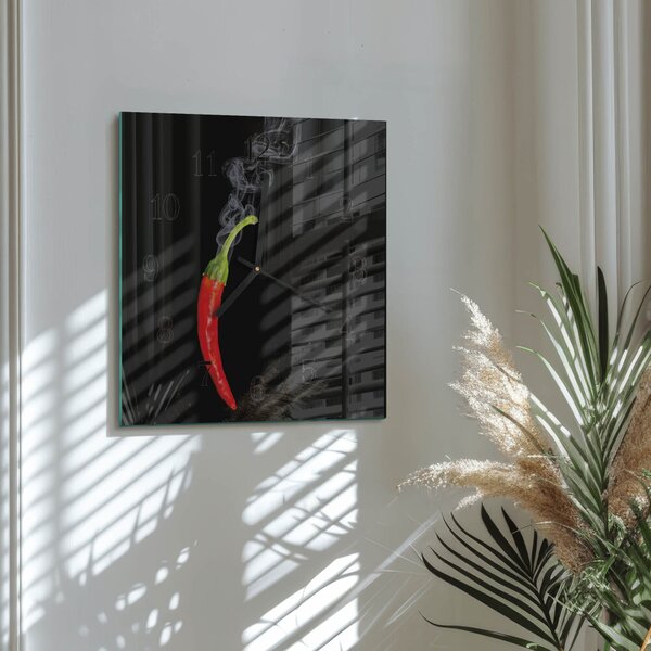 Skleněné hodiny na stěnu Chilli paprička zskc-30x30-00183173