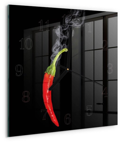 Skleněné hodiny na stěnu Chilli paprička zskc-30x30-00183173