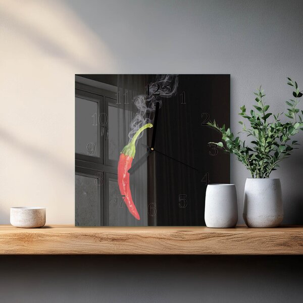 Skleněné hodiny na stěnu Chilli paprička zskc-30x30-00183173