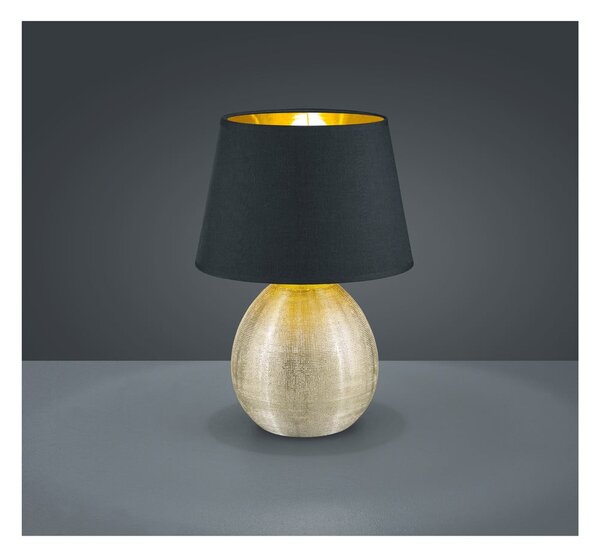 Černá stolní lampa z keramiky a tkaniny Reality Luxor, výška 35 cm