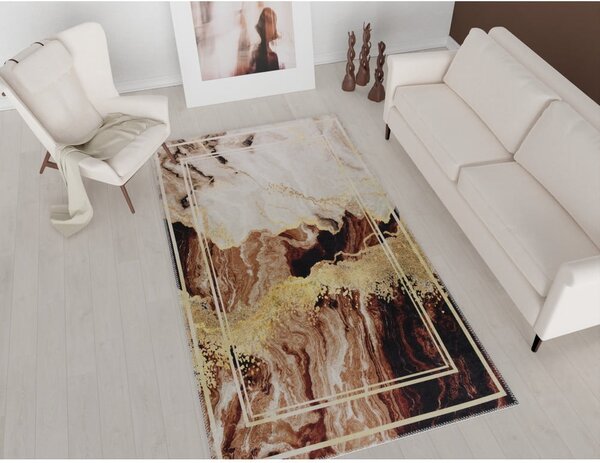 Hnědo-krémový pratelný koberec 80x150 cm – Vitaus