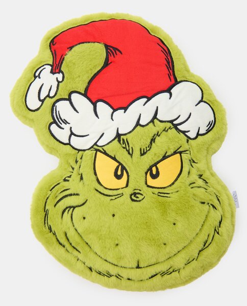 Sinsay - Kožešinový dekorační polštář s vánočním motivem Grinch - neonová