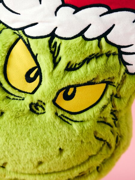 Sinsay - Kožešinový dekorační polštář s vánočním motivem Grinch - neonová