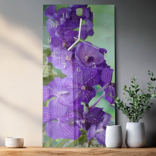 Skleněné hodiny vertikální Květiny zsppb-30x60-00080880