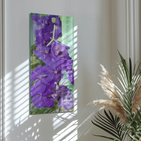 Skleněné hodiny vertikální Květiny zsppb-30x60-00080880