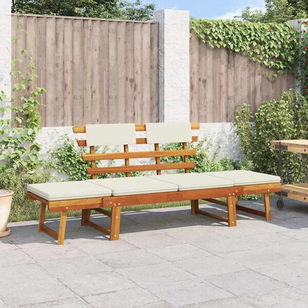 Zahradní lavice s polštářky 2-v-1 190 cm masivní akácie
