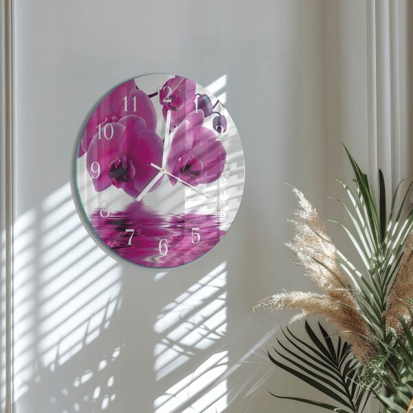 Skleněné hodiny na stěnu Orchidej zsob-fi30-00087188
