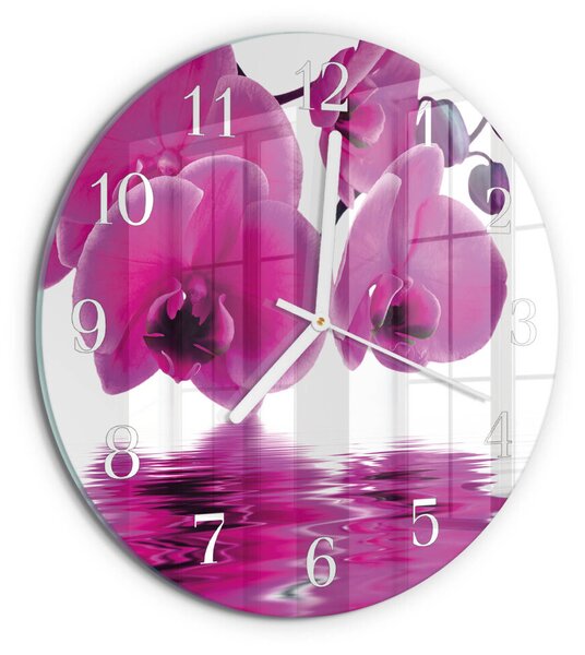 Skleněné hodiny na stěnu Orchidej zsob-fi30-00087188