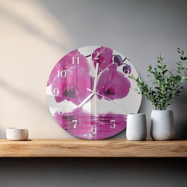 Skleněné hodiny na stěnu Orchidej zsob-fi30-00087188