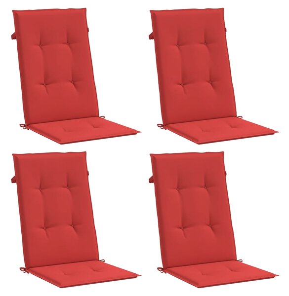 Podušky na židli vysoké opěradlo 4 ks červené 120x50x3cm textil