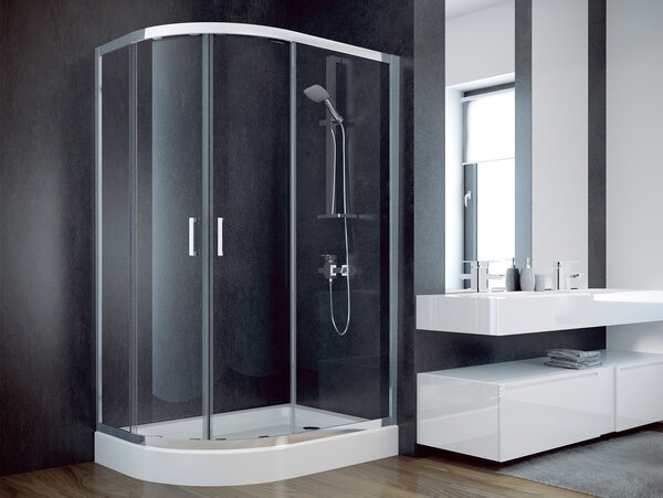 Besco Modern 190 sprchový kout 100x80 cm půlkulatá chrom lesk/průhledné sklo MA-108-190-C