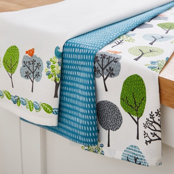 Bavlněné utěrky v sadě 3 ks 45x65 cm Forest Birds – Cooksmart ®