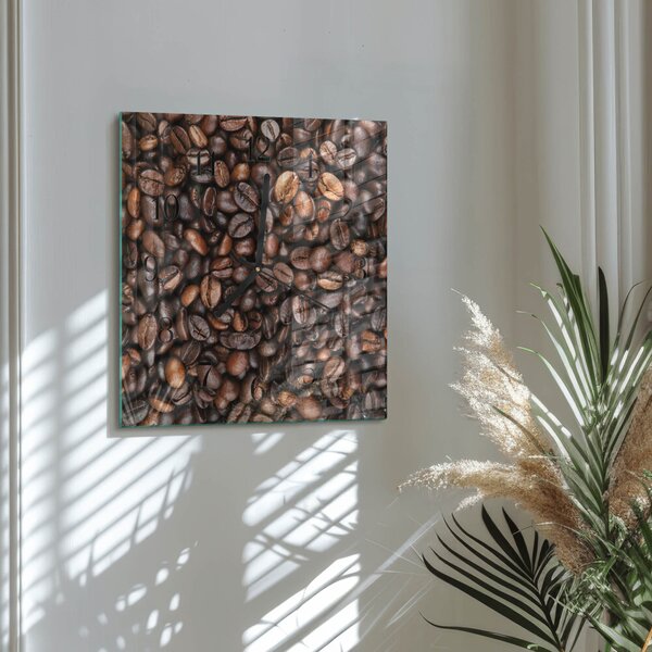 Skleněné hodiny na stěnu Kávová zrna zskc-30x30-00177257