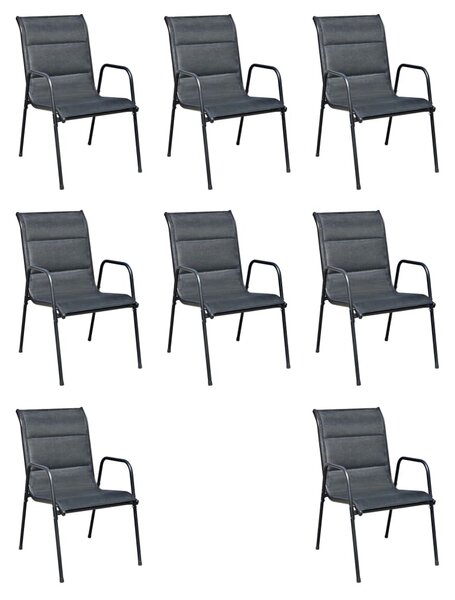 9dílný zahradní jídelní set ocelový černý