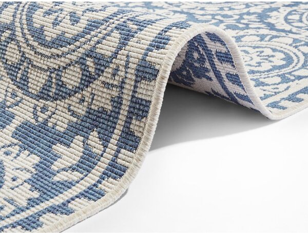 Modro-krémový venkovní koberec NORTHRUGS Jardin, 80 x 350 cm