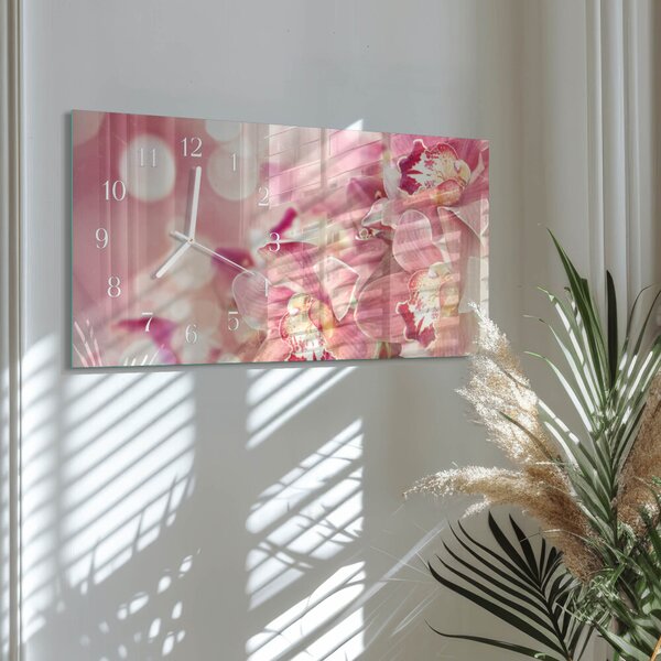 Skleněné hodiny horizontální Orchideje zsppb-60x30-00295278