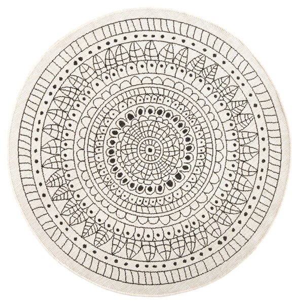 NORTHRUGS - Hanse Home koberce Kusový koberec Twin-Wendeteppiche 103101 creme schwarz kruh – na ven i na doma - 100x100 (průměr) kruh cm