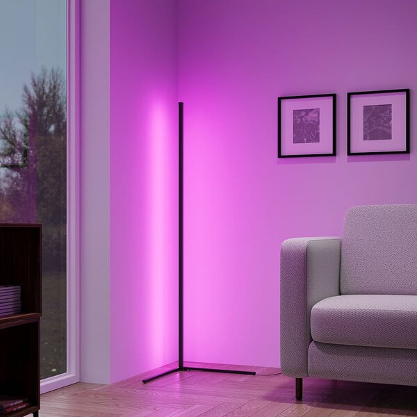 Černá LED stojací lampa (výška 141 cm) Level – Reality