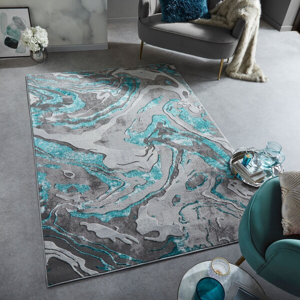 Šedo-tyrkysový koberec 80x150 cm Marbled – Flair Rugs