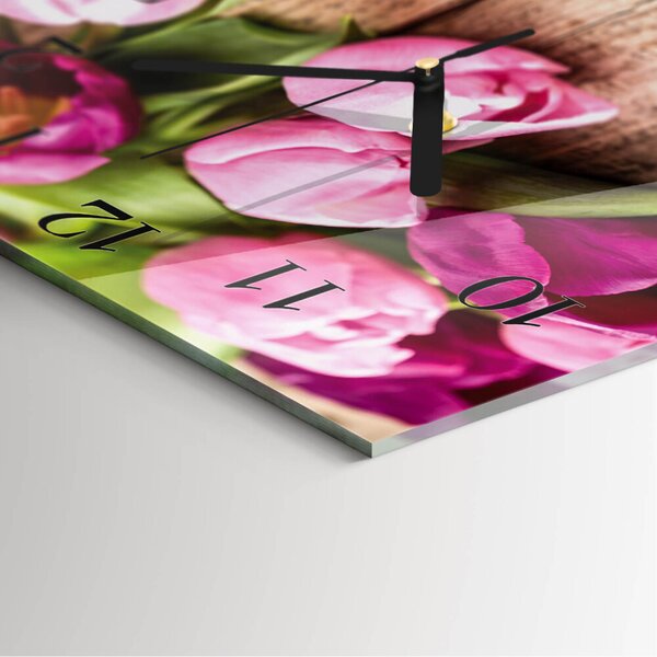 Skleněné hodiny na stěnu Tulipány zskc-30x30-00178789