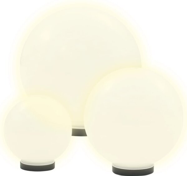 Kulovitá LED lampa sada 3 kusů koule 20/30/40 cm PMMA