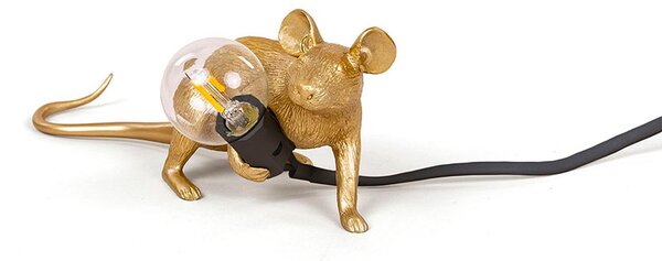 Seletti - Mouse Lamp Lop Lying Down Stolní Lampa Gold - Lampemesteren