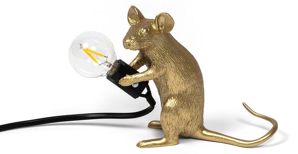 Seletti - Mouse Lamp Mac Sitting Stolní Lampa Gold - Lampemesteren