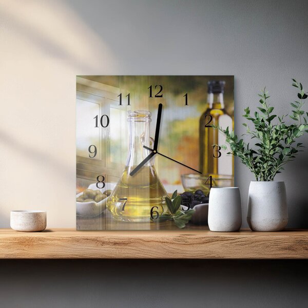 Skleněné hodiny na stěnu Olivový olej zskc-30x30-00182725