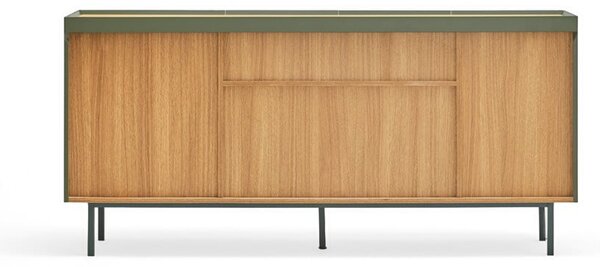 Nízká komoda v dekoru dubu v zeleno-přírodní barvě 165x78 cm Arista – Teulat